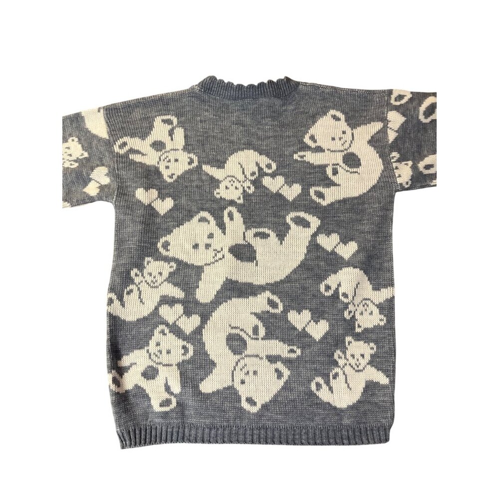 Vintage Private Eyes Sweater Womens M/L? Blue White Teddy Bears USA Made - Picture 5 of 15